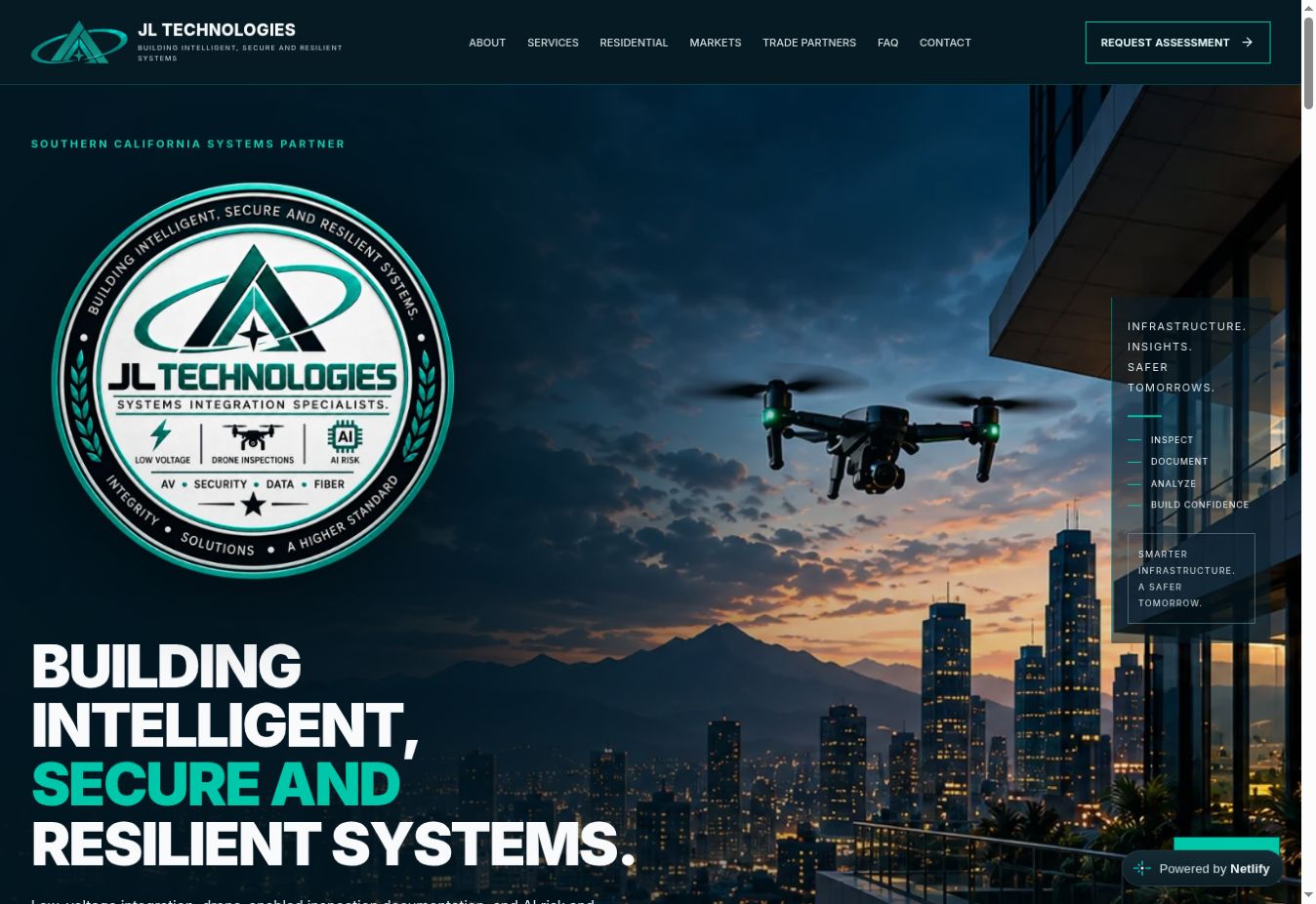 Homepage preview of the JL Technologies website
