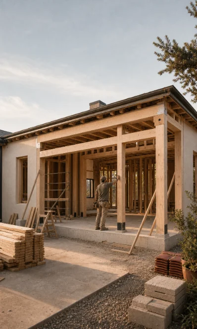Building renovation with new structural framing